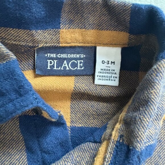 The Childrens Place Infant Boys Plaid Long-Sleeve Button-Up Shirt Size 0-3M - Picture 2 of 7